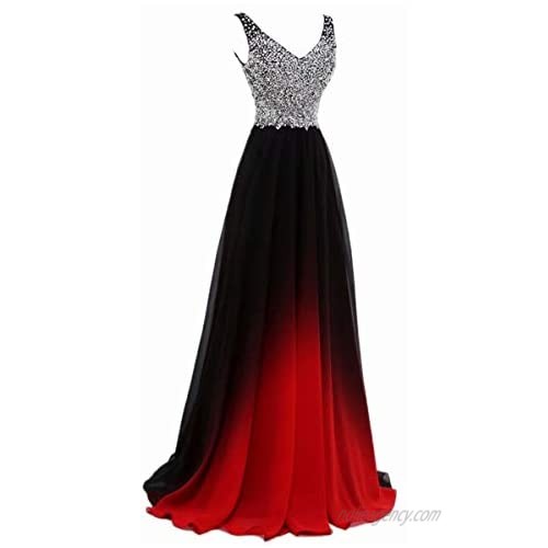 Beilite Women's Top Gradient Evening Prom A Line Gowns