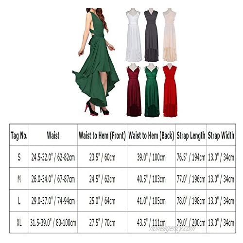 FYMNSI Women's Convertible Multi Way Transformer Wrap Dress Solid Cocktail Evening Gown Homecoming Hi-Lo Prom