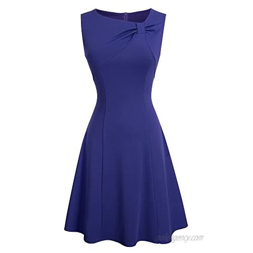 HOMEYEE Women's Elegant Sleeveless Fit and Flare Short Dress A101