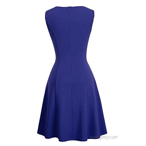 HOMEYEE Women's Elegant Sleeveless Fit and Flare Short Dress A101
