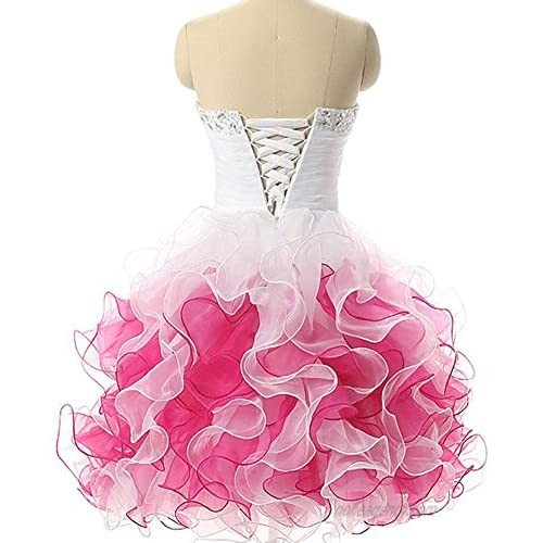 Kivary Short Beaded Little White Ball Gown Prom Homecoming Cocktail Dresses