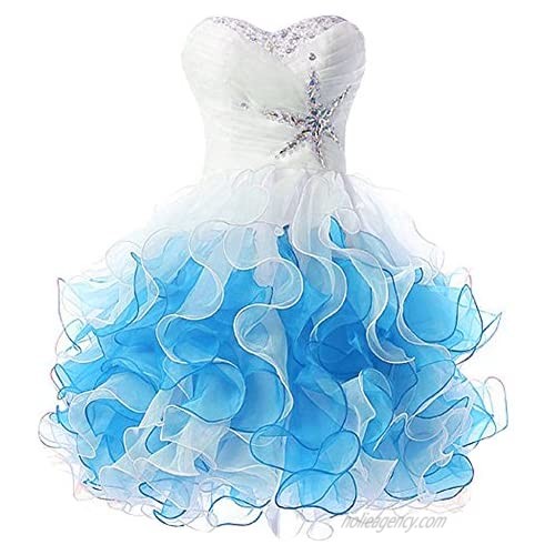 Kivary Short Beaded Little White Ball Gown Prom Homecoming Cocktail Dresses
