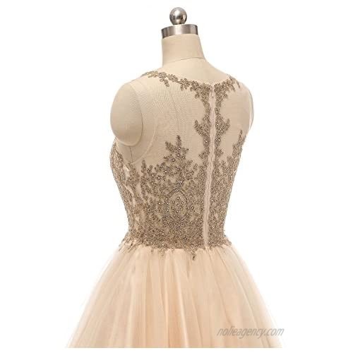 Lace Appliques Short Prom Dresses Tulle Beaded Homecoming Party Dress