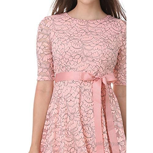 Women's 3/4 Sleeves Lace Fit & Flare Midi A-Line Dress Dress for Women Party Wedding Cocktail Party Dress