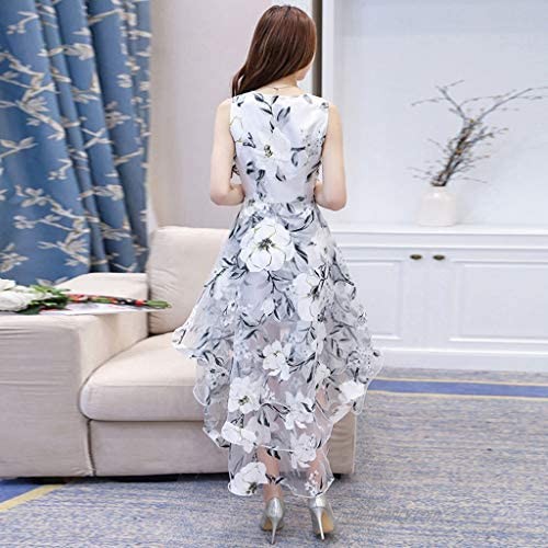 Women's Summer Organza Floral Print Wedding Party Ball Prom Gown Cocktail Dress