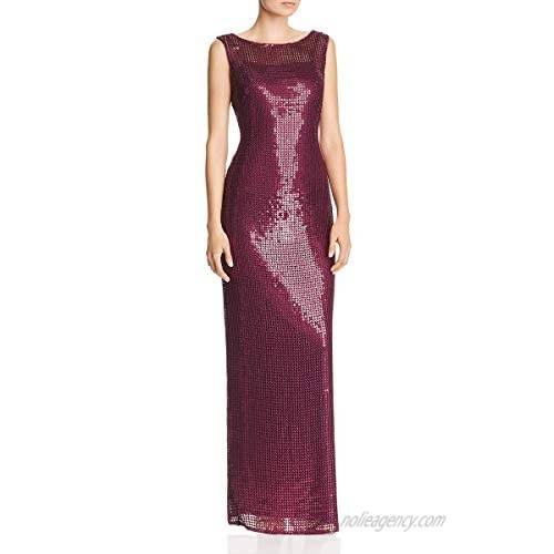 Adrianna Papell Women's Sleeveless Sequin Embroidered Dress with Boat Neckline