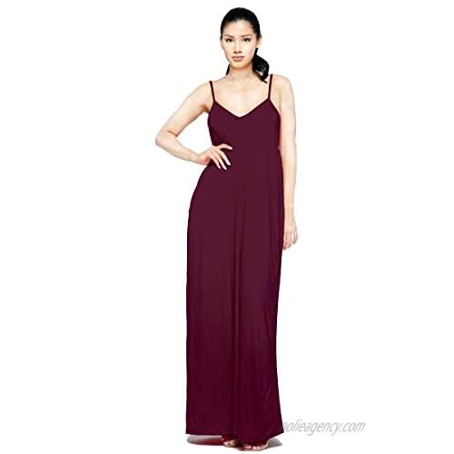 Awesome J Maxi Dresses for Women Solid V Neck Long Sleeveless with Pockets Free Returns