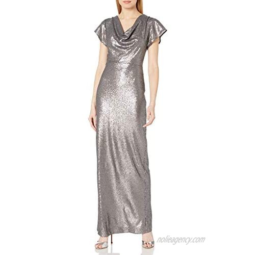 Halston Heritage Women's A-line Cowl Sequined Gown