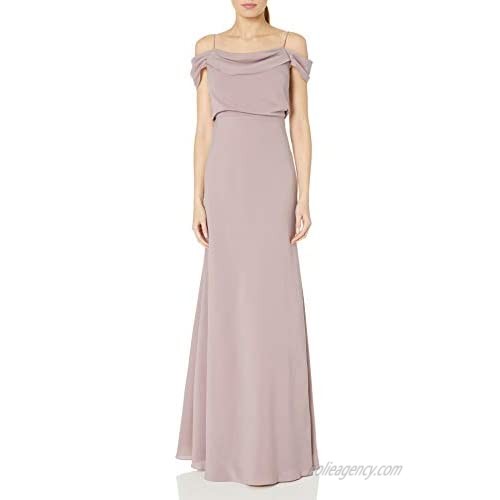 Jenny Yoo Women's Sabine Draped Off The Shoulder Crepe Gown