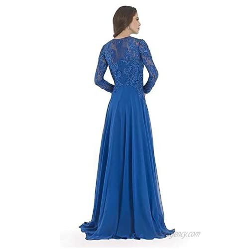 Lace Mother of The Bride Dresses Formal Prom Dresses for Women Long Sleeve Evening Gown Floor Length Gowns 2021