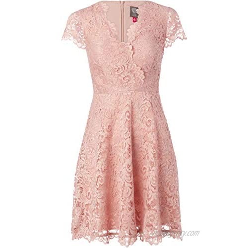 Vince Camuto Women's Lace Fit and Flare Cap Sleeve Dress