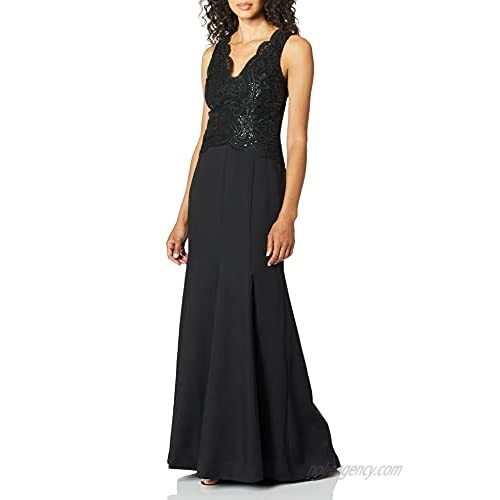 Vince Camuto Women's Lace Sleeveless Gown with Crepe Skirt