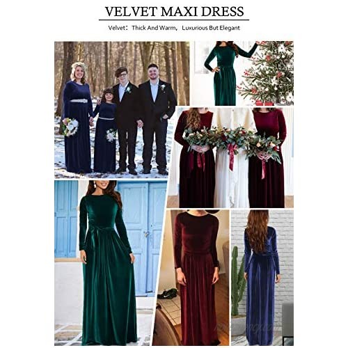 Zattcas Women's Elegant Velvet Short Sleeve Maxi Dress Party Long Dresses