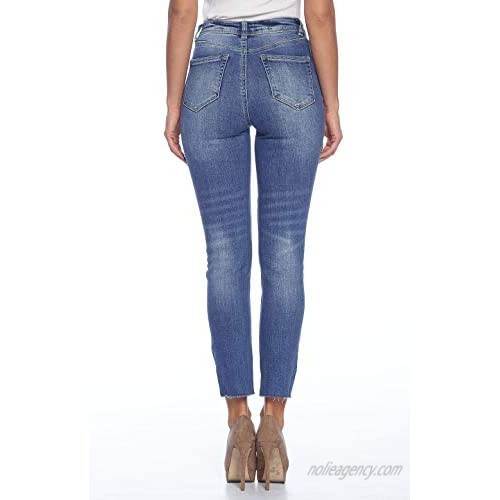 Blue Age Womens Destroyed Ripped Distressed Skinny Jeans