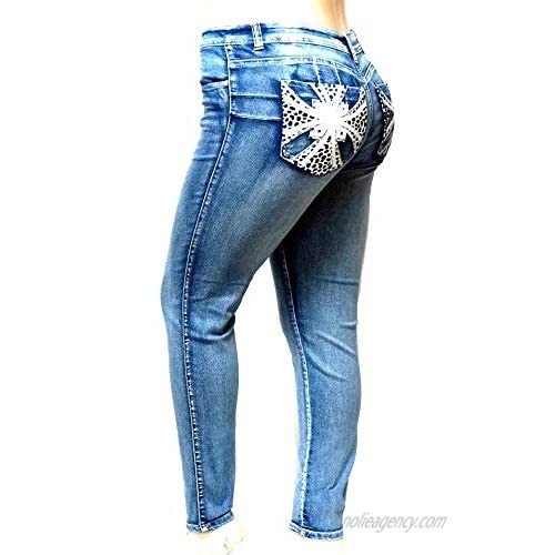 Jack David Women's Plus Size Stretch Acid Bliue Denim Skinny Jeans Premium Pants