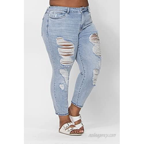 Judy Blue Destroyed Mid Rise Boyfriend Jeans! Soft Stretchy and Your GO to Boyfriend Jeans! (Style: 8878)