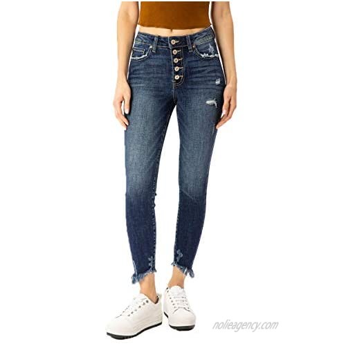 Kan Can Women's High Rise Button Fly Skinny Jeans - KC8577