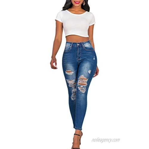 MEISITE Women's Butt-Lifting Skinny Jeans High-Rise Waist Brazilian Style