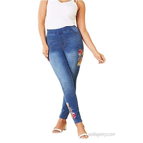 Roamans Women's Plus Size The No-Gap Jegging Pull On Jeans Denim Legging