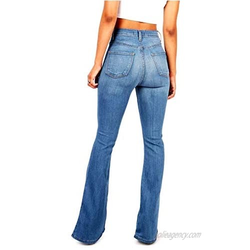 WAX / Jack David JEANS Womens Juniors 70s Trendy Slim Fit Flared Bell Bottom Denim Jean Pants