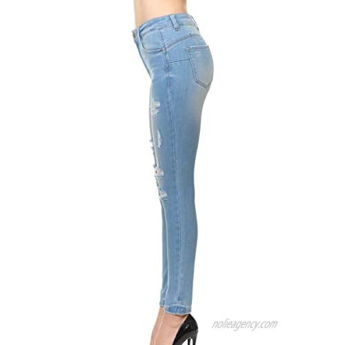 Wax Jean Women's 'Butt I Love You' Push-Up Destructed Ripped Skinny Jean in Fine Cotton Denim