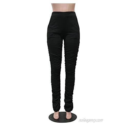 Annystore Women's Casual Solid Color Drawstring Bell Bottom Flare Yoga Pants Trousers Ruched Workout Jogging Pants
