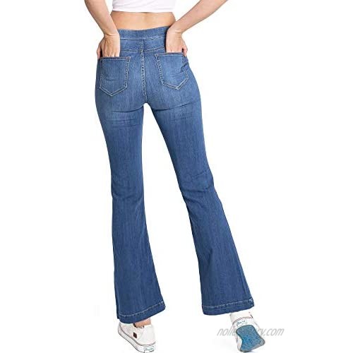 Cello Women's Juniors Stretchy Mid Rise Skinny Fit Bootcut Pants
