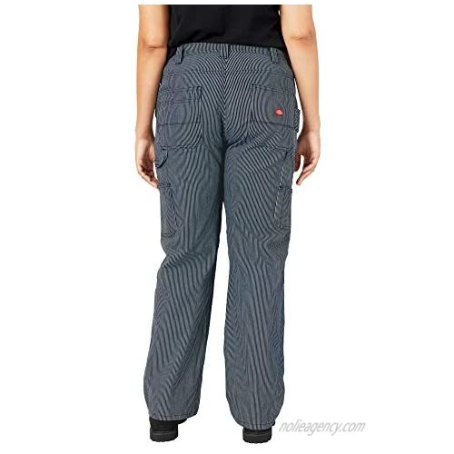Dickies Women's Plus Size Relaxed Straight Carpenter Hickory Stripe Pant