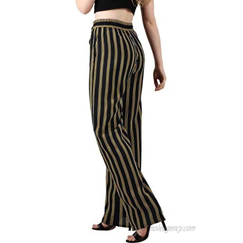 Hat and Beyond Womens Stripe Palazzo Pants Casual Lantern Drawstring Palazzo Trousers with Pockets
