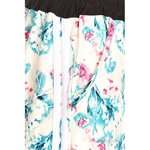 LA12ST Women's Floral Print Premium Side Stripe Jogger Pant