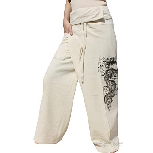 RaanPahMuang Cotton Asian Fishermans Pants Tattoo Dragon Print
