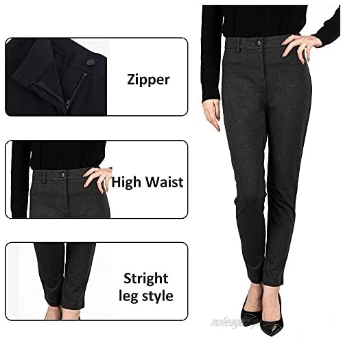 Senxcover Women's Work Office Pants Straight Leg Casual Ankle Suit Pants Classic Fit Pull on Pants