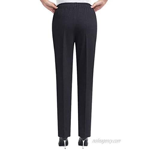 Soojun Womens Stretch Knit Pants Pull On Pants with Elastic Waist