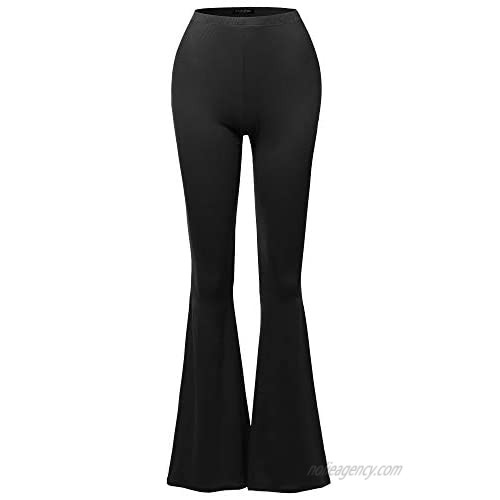 SSOULM Women's Stretchy Wide Leg High Waist Bell Bottom Flare Pants with Plus Size
