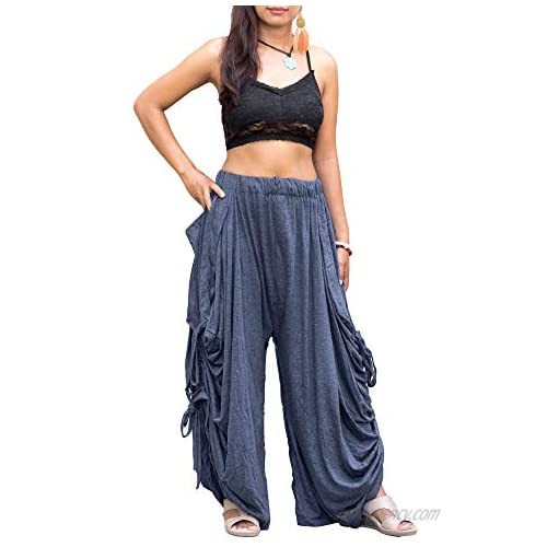 Thaluta Women's Palazzo Pants Wide Leg Lounge Convertible Maxi Skirt with Pockets Casual Comfy Trousers