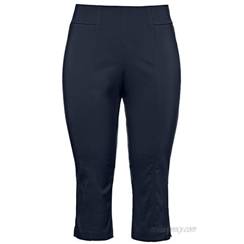 Ulla Popken Women's Plus Size Bengaline Stretch Capri Pants Navy 14 722031 70
