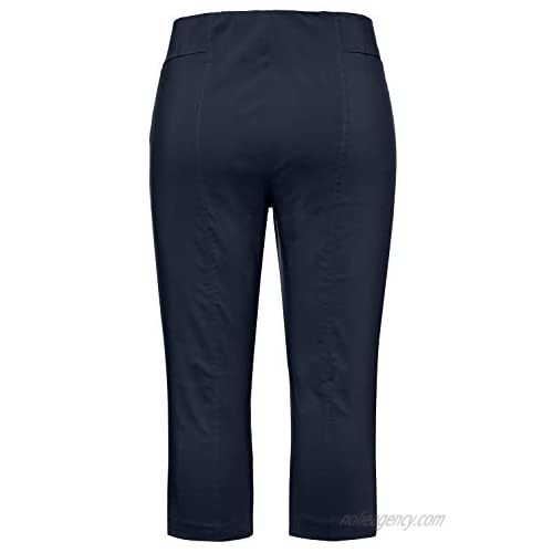 Ulla Popken Women's Plus Size Bengaline Stretch Capri Pants Navy 14 722031 70