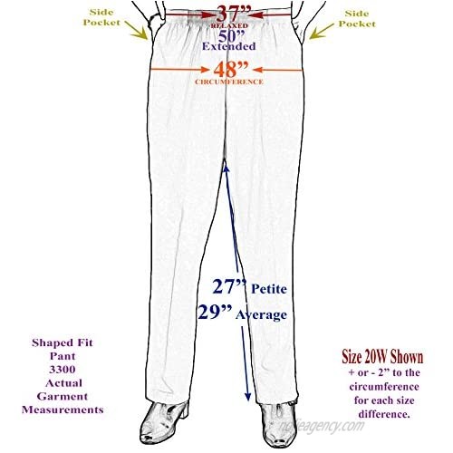 Viviana Women's Plus Size Elastic Waist Pull-On Shaped Fit Dress Pants with Pockets