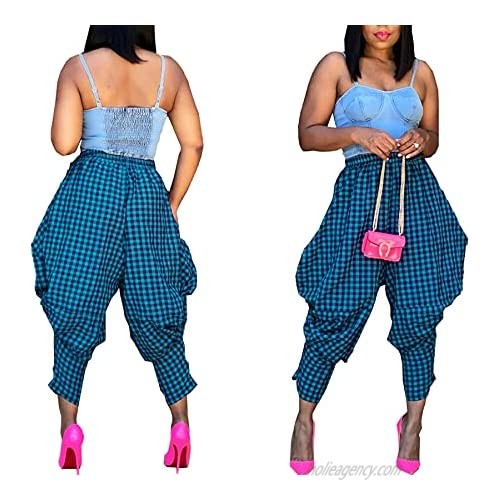 Voghtic Women Casual African Print Harem Pants Hippie Loose Lounge Pant with Pockets