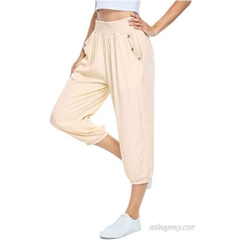 Dilgul Women's Loose Fit Capris Harem Crop Pants Joggers Sweatpants Casual Lounge Pants Plus Size Pants XS-4XL with Pockets