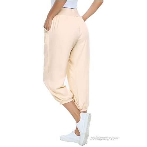 Dilgul Women's Loose Fit Capris Harem Crop Pants Joggers Sweatpants Casual Lounge Pants Plus Size Pants XS-4XL with Pockets