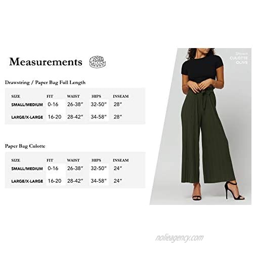 Premium Stretch Palazzo Pants for Women - High Waisted Micro Pleated - Regular and Plus Sizes