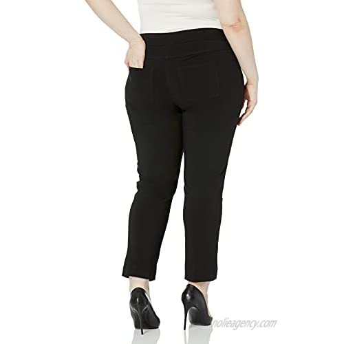 SLIM-SATION Women's Plus-Size Wide Band Pull on Ankle Pant with Tummy Control