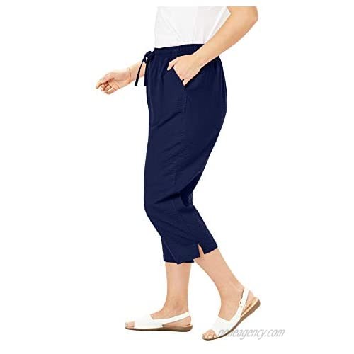 Woman Within Women's Plus Size Seersucker Capri Pant