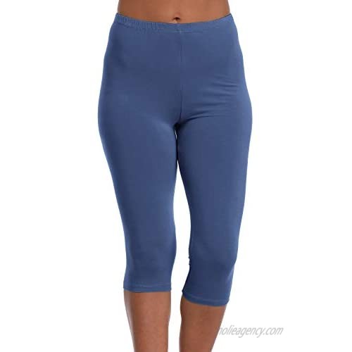 A-Wintage Womens High Waisted Ultra Soft Capri Leggings Yoga Pants - Regular & Plus Size