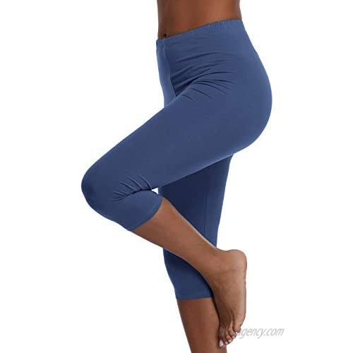 A-Wintage Womens High Waisted Ultra Soft Capri Leggings Yoga Pants - Regular & Plus Size