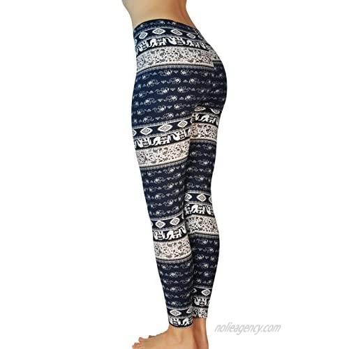 Comfy Yoga Printed Leggings - Super Soft - High Waisted - Black White Blue Fun Prints - Printed Fashion Leggings