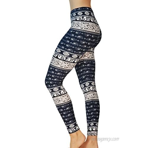 Comfy Yoga Printed Leggings - Super Soft - High Waisted - Black White Blue Fun Prints - Printed Fashion Leggings