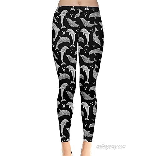 CowCow Womens Turtles Dolphins Lobster Crab Whale Fish Penguins Sea Animal Seahorse Jellyfish Shells Leggings  XS-5XL