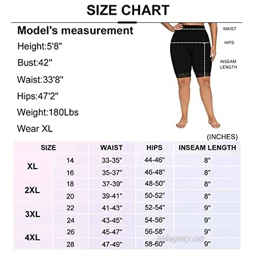 ELISS Plus Size Slip Shorts for Women Half Mid Thigh Legging Soft Stretchy Shorts for Underdress/Skirt